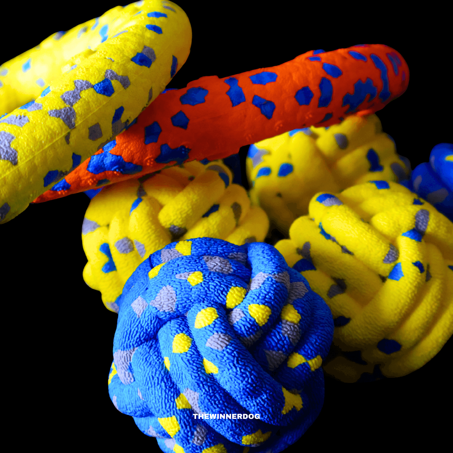 Colorful knotted dog toys 