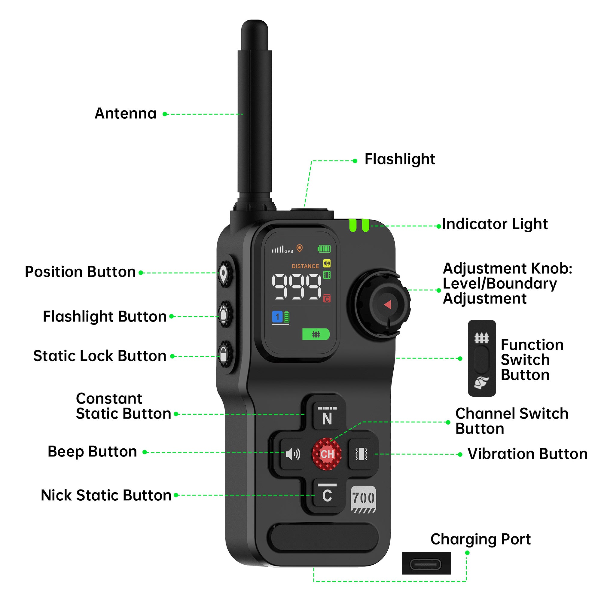 WDF700 PLUS GPS dog fence remote
