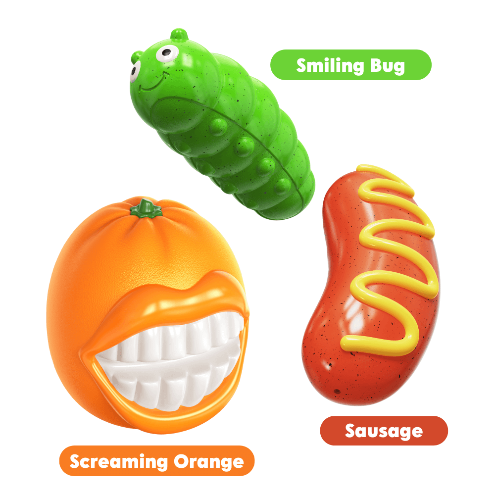 Woof & Play Squeaky Dog Toy Pack, 3 Count